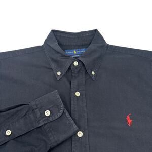 Ralph Lauren Mens Medium Solid BlackLong Sleeve Button Down Classic Fit Shirt